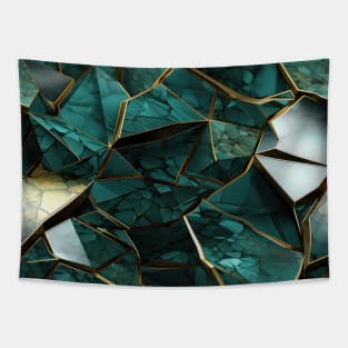 Funky Facade: Trompe-l’oeil Green Turquoise and Gold Tapestry