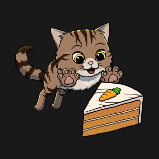 Siberian Cat excited to eat Carrot Cake T-Shirt