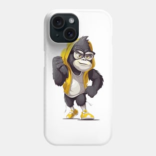 Cartoon monkey in a sweatshirt, ready for action ! Phone Case