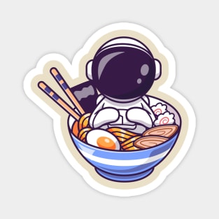 Cute Astronaut In Bowl Of Ramen Noodle Cartoon Magnet