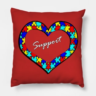 Autism Support Puzzle Heart Design & Quote Inspirational LOVE Gifts Pillow