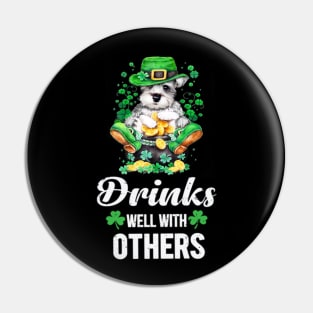 Funny Schnauzer Patrick Day Drinking Team Pin