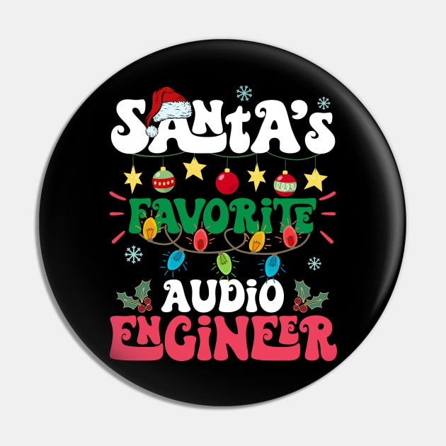 Santa's Favorite Audio Engineer Santa Hat Xmas Lights Christmas Pin by nangtil20