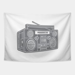 Boombox (White Lines + Gray Drop Shadow) Analog / Music Tapestry