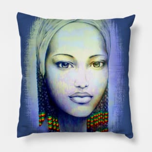 Creole African Girl Portrait Hand Drawing Pillow