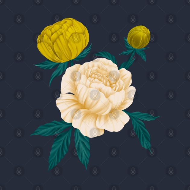 Yellow and Cream Peonies by GraphiscbyNel