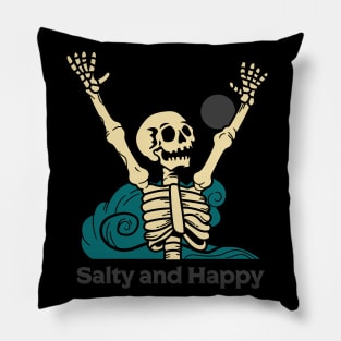 Salty and Happy Skeleton Pillow