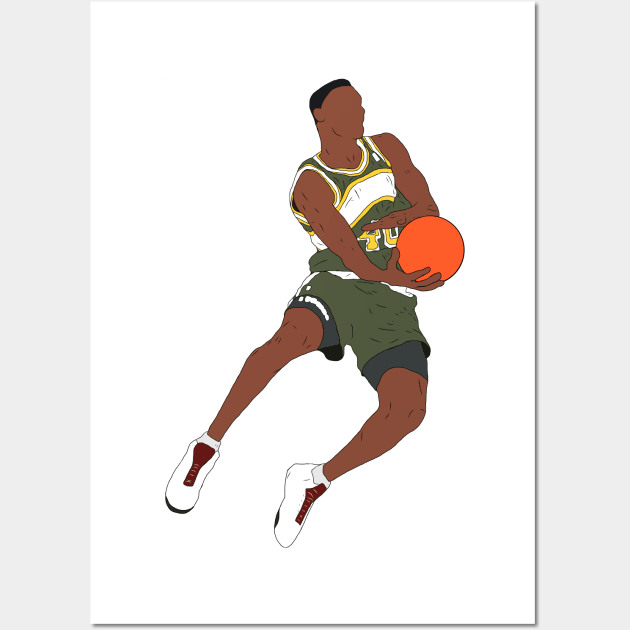 ULOVEH Shawn Kemp Poster Basketball Dunk Canvas Prints Wall Art For Home  Office Decorations #H342 With Framed 24x16