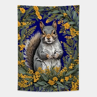 Kentucky Gray Squirrel With Yellow Flower Wreath Tapestry