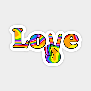 Peace Sign Hand Rainbow Love Magnet