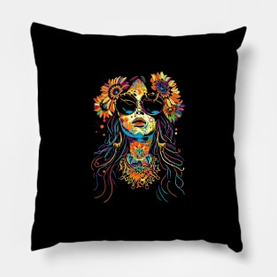 1960s Hippie Fashion Pillow