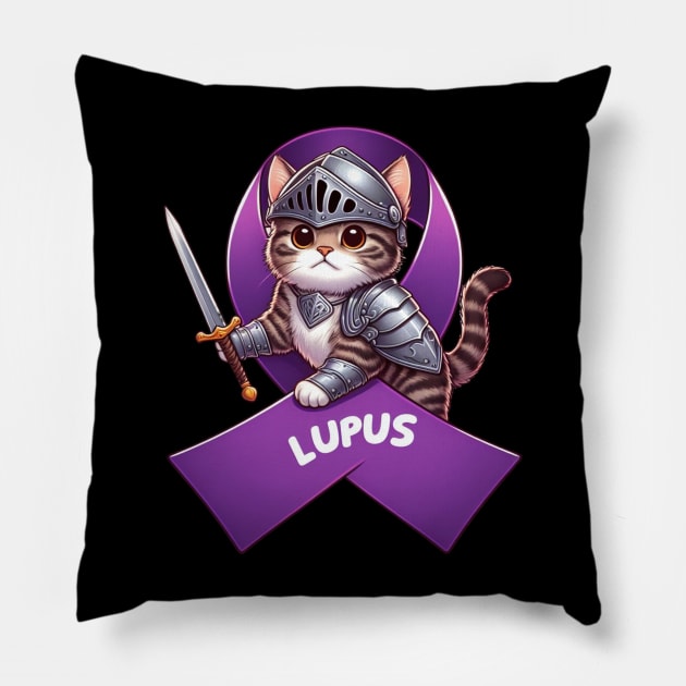 Cute Cat Lupus Awareness Warrior: Fighting for a Cause Pillow by Divineshopy