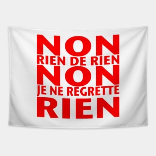 Non Je ne Regrette Rien - 1956 Edith Piaf song lyrics - red text Tapestry