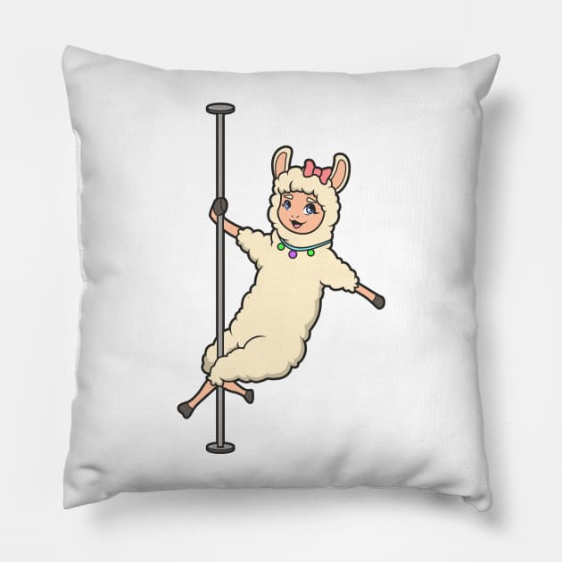 Llama on pole dance pole - Pole Fitness Pillow by Modern Medieval Design