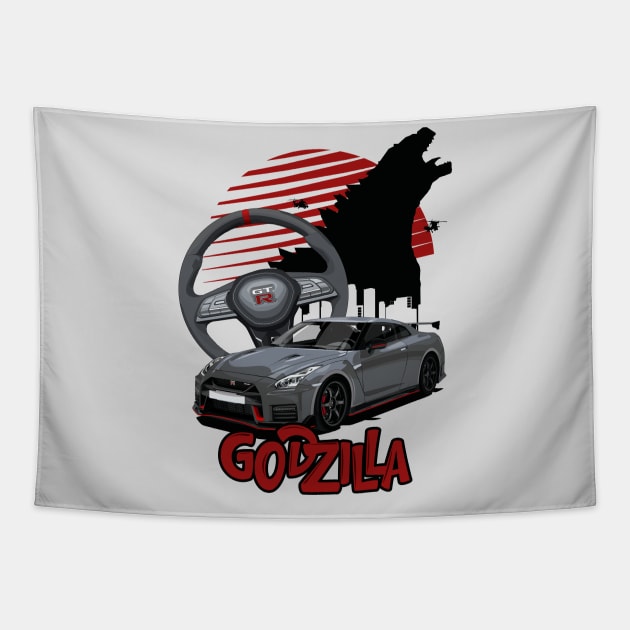 Nissan GT-R Godzilla Vector Tapestry by Ajie Negara