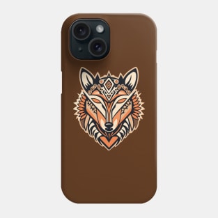 Geomterical tribal wolf art, mexican design Phone Case