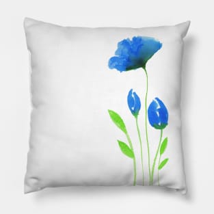 Blue flowers in modern watercolor design Pillow