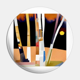 Moon Behind the Trees Collage Pin