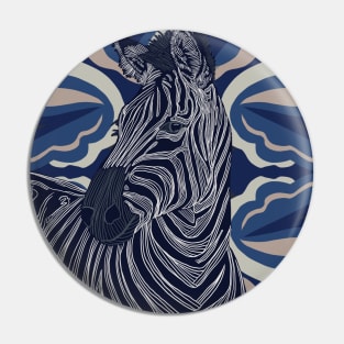 Zebra on Blue Pattern Pin