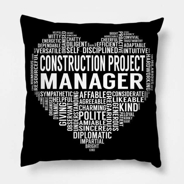 Construction Project Manager Heart Pillow by LotusTee