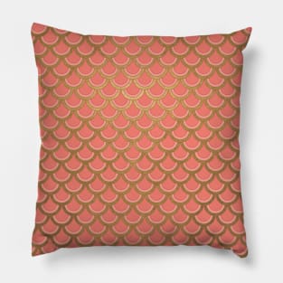 Gold and Salmon Fish Scale Pillow