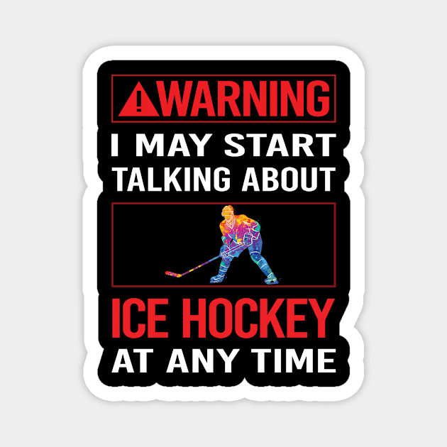 Red Warning Ice Hockey Magnet by Happy Life