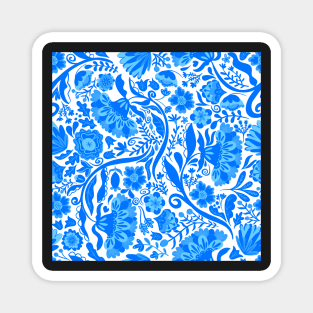 Blue white folk flowers Magnet