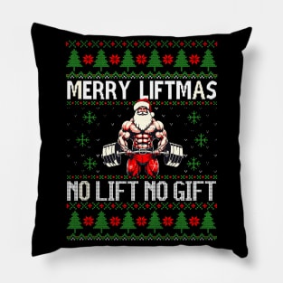 Merry Liftmas From North Swole Muscle Santa Weightlifting Pillow