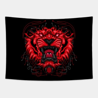 tiger angry red shadow Tapestry