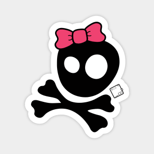 Girly Skull and Cross Bones with Pink Bow Magnet