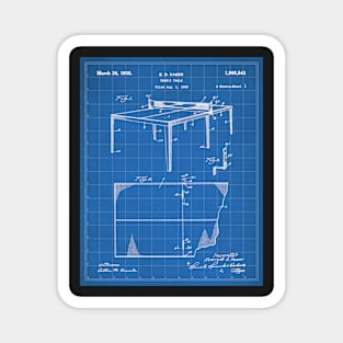 Table Tennis Patent - Ping Pong Fan Tennis Player Art - Blueprint Magnet