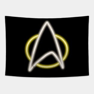 Yellow Neon Star Trek Next Generation Communicator Badge Top Left Tapestry