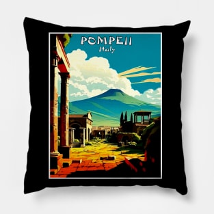 Pompeii Italy Travel and Tourism Advertising Print Pillow