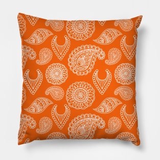 Mandala Pattern Orange and White Halloween Fall Autumn Season Pillow