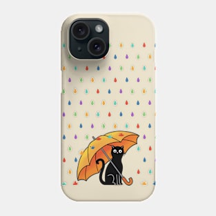 Cat and rain Phone Case