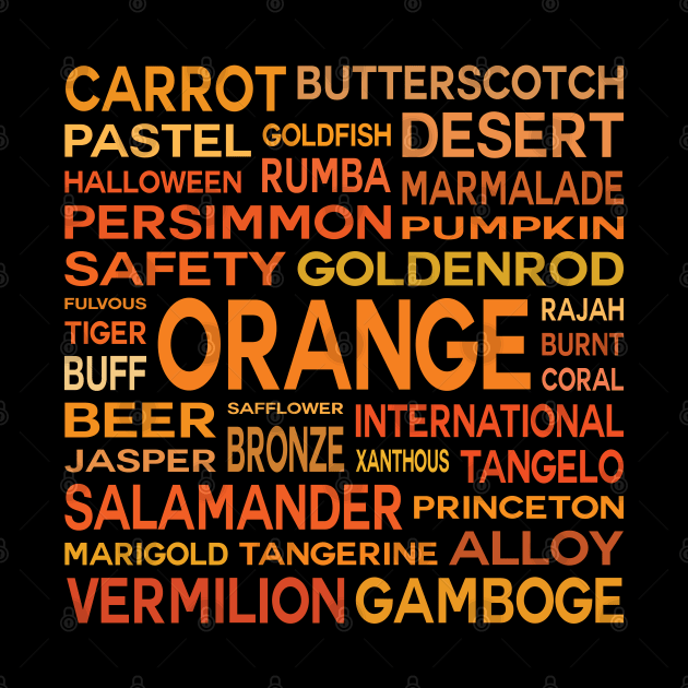 Word Cloud - Shades of Orange (Black Background) by inotyler