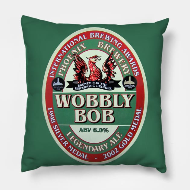 Wobbly Bob Legendary Ale pump clip Pillow by soitwouldseem