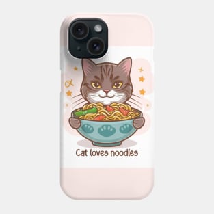 Cat loves noodles Phone Case