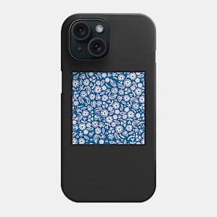 Floral Sketch Blue Phone Case