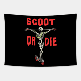 SCOOT OR DIE Sk8er Skeleton Parody Meme Oliver Scootboarder Tapestry