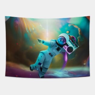 Interstellar Groove Woman Astronaut Dancing Tapestry