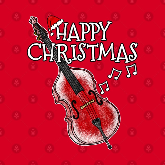 Christmas Double Bass Bassist Musician Xmas 2022 by doodlerob