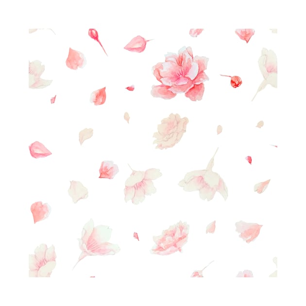 Dancing among the sakura petals - Pink background by TheAlbinoSnowman