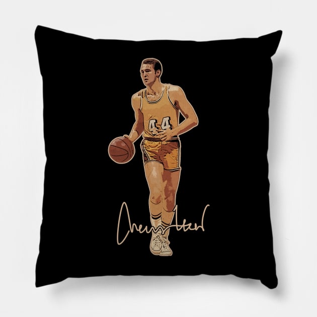 Jerry West Mr Clutch Basketball Legend Signature Vintage Retro 80s 90s Bootleg Rap Style Pillow by CarDE