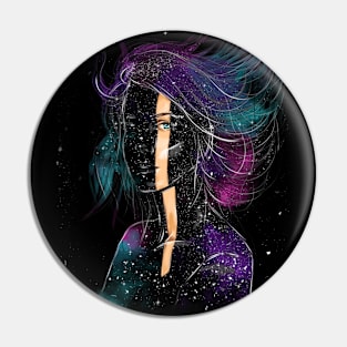 Beautiful cosmos girl on a black background Pin