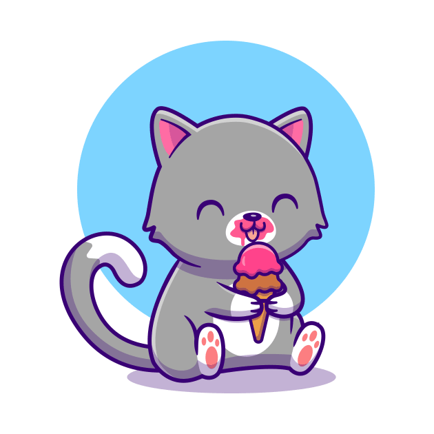 Cute Cat Eating Ice Cream by Catalyst Labs