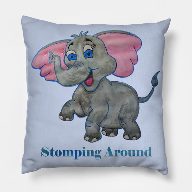 Stomping Around - Elephant Pillow by ABY_Creative