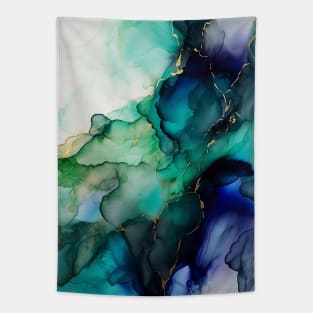Oceanic Overture - Abstract Alcohol Ink Art Tapestry