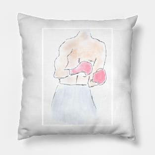 Boxer, boxing, sport. Watercolor, art decoration, sketch. Illustration hand drawn modern Pillow