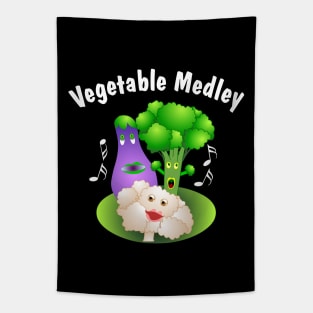 Vegetable Medley White Text Tapestry